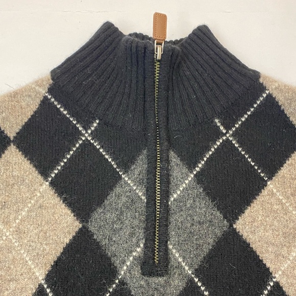 J.Crew Mens Lamb Wool Argyle Diamond Knit 1/4 Zip
Pullover Sweater Size Medium - Picture 4 of 9